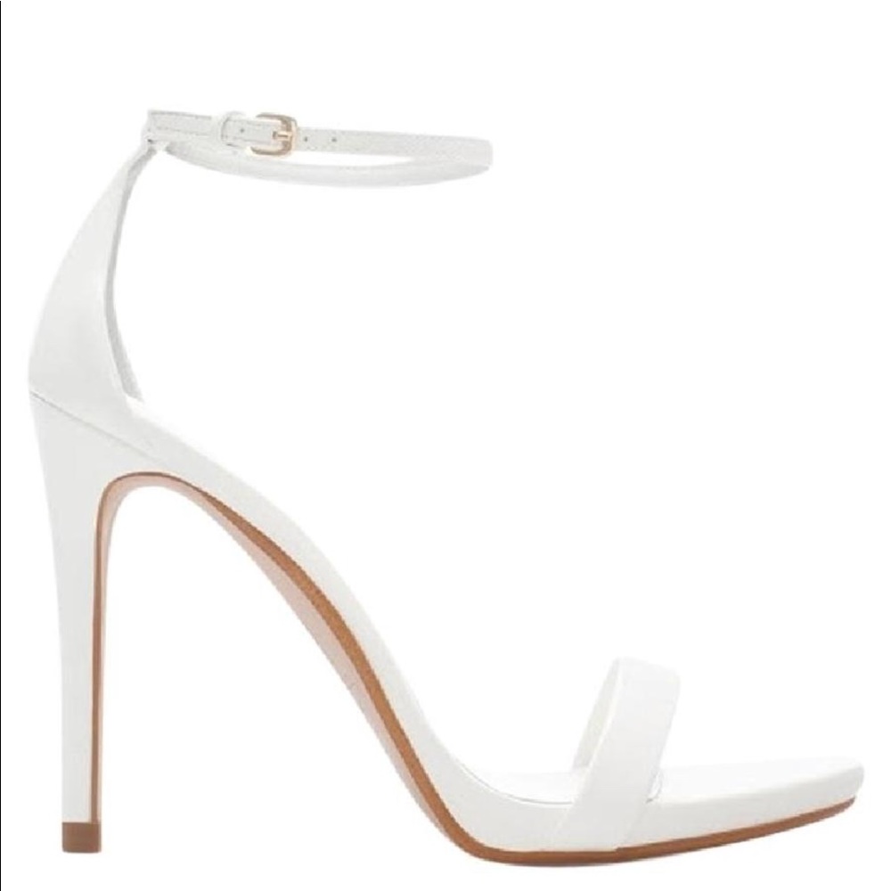 Zara White Ankle Strap Sandal Heels 39